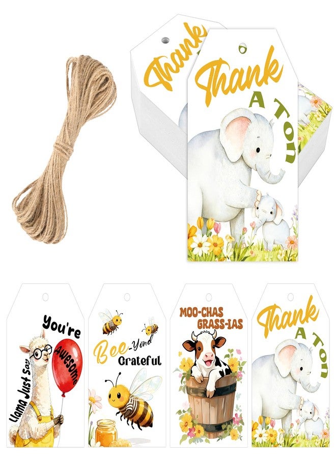 joycraft Funny Thank You Gift Tags – 60Pcs White Paper Tags with String, 4 Designs Animal Gift Hangtags for Small Business Packaging, Customer Gifts, Teacher Appreciation, Classroom Favor, Treat Bags - Image 1